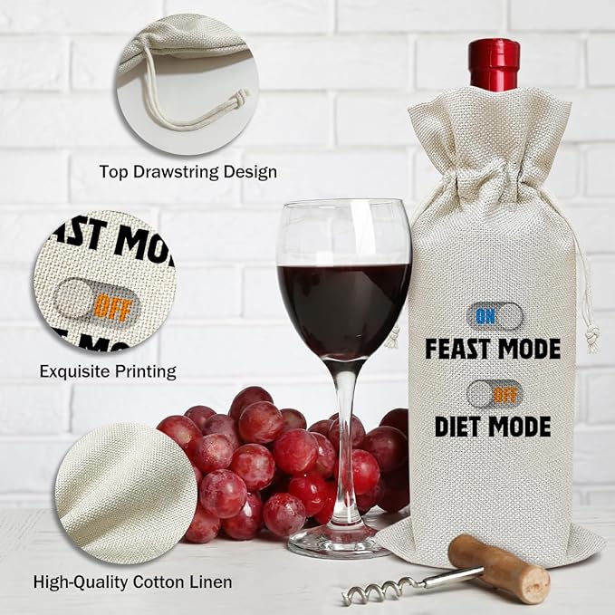 Funny Wine Bag, Funny Gifts Friendship Gifts for Women Men Friends Coworkers Sister Wife Mom, Party Favor Wine Champagne Gift Bag With Drawstring -46