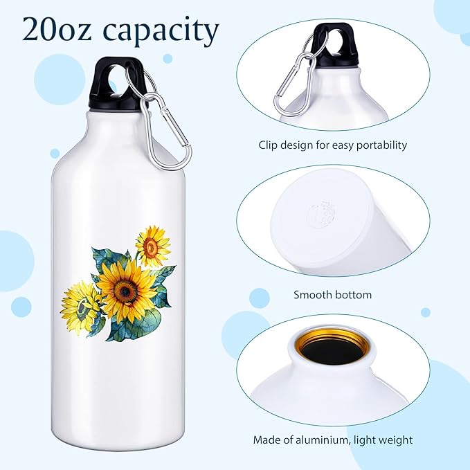 ramede 8 Packs Sublimation Cups Sublimation Water Bottle Blanks with 16 Shrink Wrap 20 oz Blank Sport Water Bottles Insulated Water Bottles with Hook and Leak Proof Twist Cap for Camping Climbing