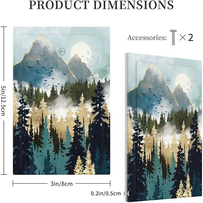 Boho Mountain Forest Abstract Sunset Sunrise Sun 1 Gang Light Switch Covers No Device Wall Plate Decorative Blank Switchplate Electrical Faceplate for Country Bathroom Bedroom Decor