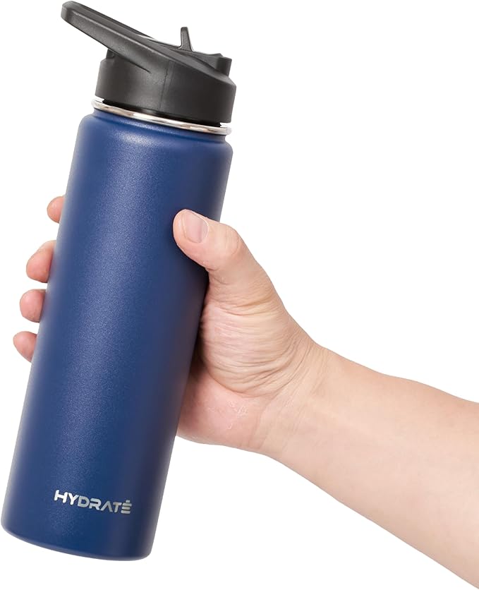 HYDRATE Insulated Stainless Steel Water Bottle - Large Reusable Flask with Leak-Proof Design and Convenient Handle - Double Vacuum Insulation for School, Work, or Adventure