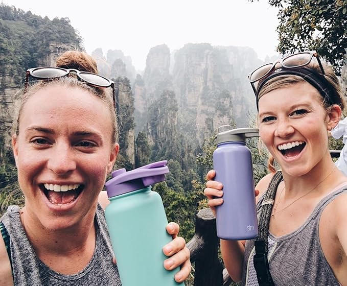 Simple Modern Chug Sports Lid - Fits All Summit and Hydro Flask Wide Mouth Water Bottle Sizes - Leak Proof Handle Cap for 10, 12, 14, 16, 18, 20, 22, 24, 32, 40, 64 & 84 oz Graphite