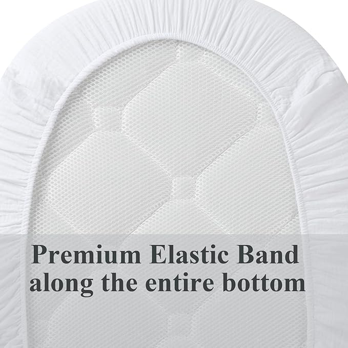 Muslin Bassinet Sheet Compatible with UPPAbaby Bassinet, 2 Pack Cotton Stylish Boho Fitted Bassinet Sheets Super Soft for Baby White & Pink