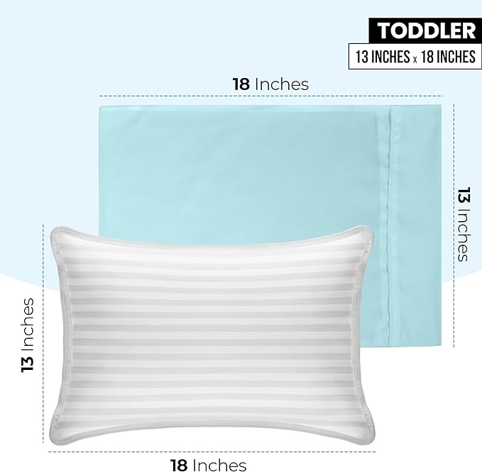 Utopia Bedding Toddler Pillow Cases - 2 Pack - Envelope Closure - Soft Brushed Microfiber Fabric - Shrinkage and Fade Resistant Pillow Covers 13 X 18 Inches (Toddler, Spa Blue)