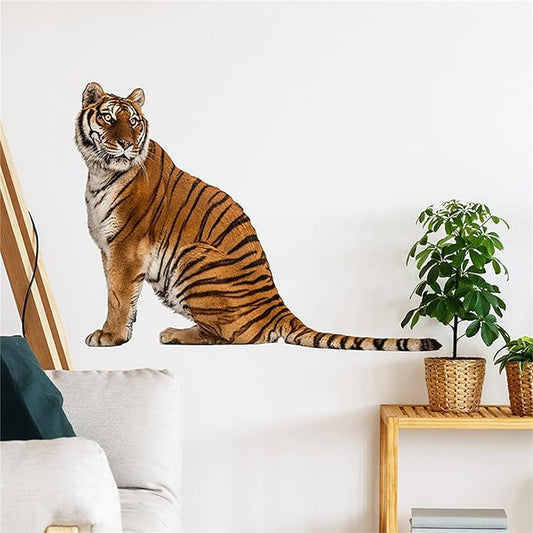 Lifelike Tiger Wall Decal 3D Animals Wall Sticker Safari Wall Decor for Nursery Kid'sroom School Classroom Livingroom Bedroom Bathroom Decoration (Lifelike Tiger 7)