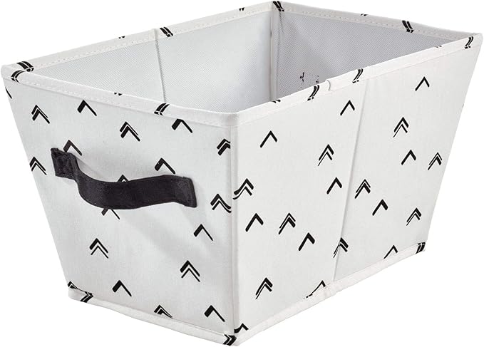 iDesign Arrow Fabric Storage Bin, Angled Medium Basket Container with Dual Side Handles for Closet, Bedroom, Toys, Nursery - Black and White