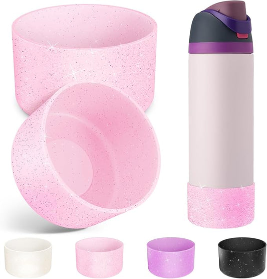 2PCS Silicone Water Bottle Boot for Owala 24oz 32oz 40oz, Anti-Slip Protective Sleeve Bottom Bumper Protector for FreeSip, Twist, and Flip Stainless Steel Water Bottles