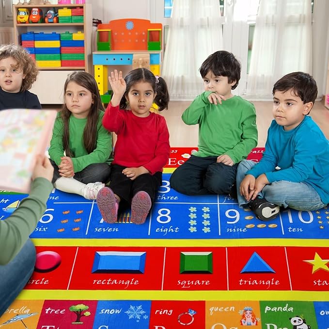 Kids Rug 5x7 Kids Room Rugs for Bedroom Carpet Kids Educational Rug Extra Large Soft Crawling Play Mat for Children Toddlers Classroom Playroom Alphabet Nursery Area Rug