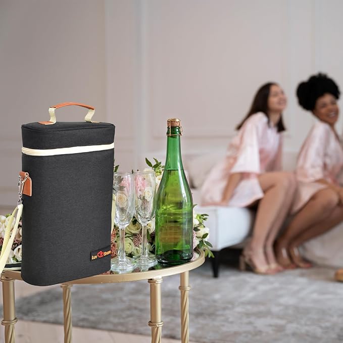 Insulated Wine Carrier Bag 4 Bottle Wine Cooler Tote Bag for Travel, Party, Beach, Wedding, Wine Accessories Gift for Wine Lovers