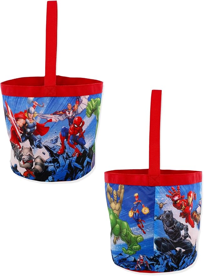 Marvel Super Hero Adventures Boys Collapsible Nylon Gift Basket Bucket Tote Bag
