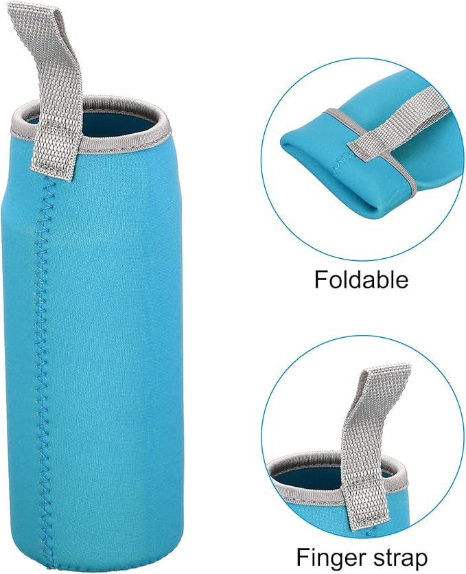 PATIKIL 65mmx180mm Water Bottle Sleeve, 4 Pack Neoprene Insulated Bottle Bag Holder Carrier Pouch with Finger Strap, Blue