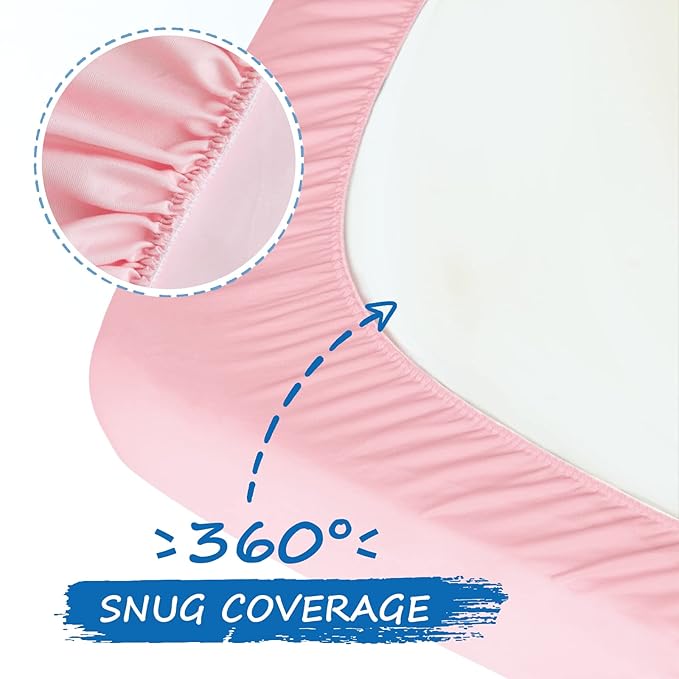 Crib Mattress Sheet 2 Pack Fitted Crib Sheet (28 x 52 x 8 in) for Standard Crib Toddler Mattress Cover Soft Microfiber Breathable Baby Sheets for Boys and Girls, Blue and Pink