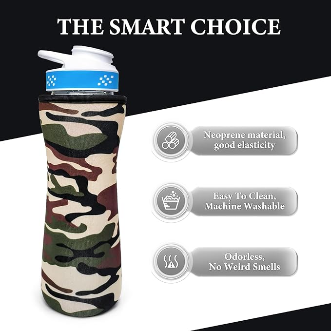 Water Bottle Sleeve Compatible with Cir-kul Water Bottle - 2 Pcs Sleeve Compatible with Cir-kul Plastic 22oz & Stainless Steel Bottle - Insulated Cover for Retaining Temperature(Camouflage-2p-22oz)