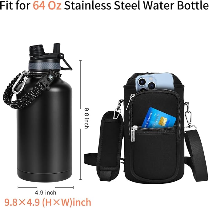 Water Bottle Bag Replacement - Carrying Pouch for Water Jug Flask Bottles, Stainless Steel Gallon Water Bottle Sleeve