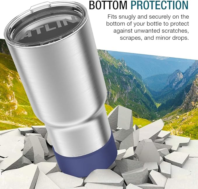 Atlin Silicone Sleeve [Large], Protective Bottle Rubber Bottom Compatible with Hydro Flask, Durable Anti-Slip Boot Cover for Stainless Steel Water Cup, Portable Pet Bowl [Dishwasher Safe] Cobalt