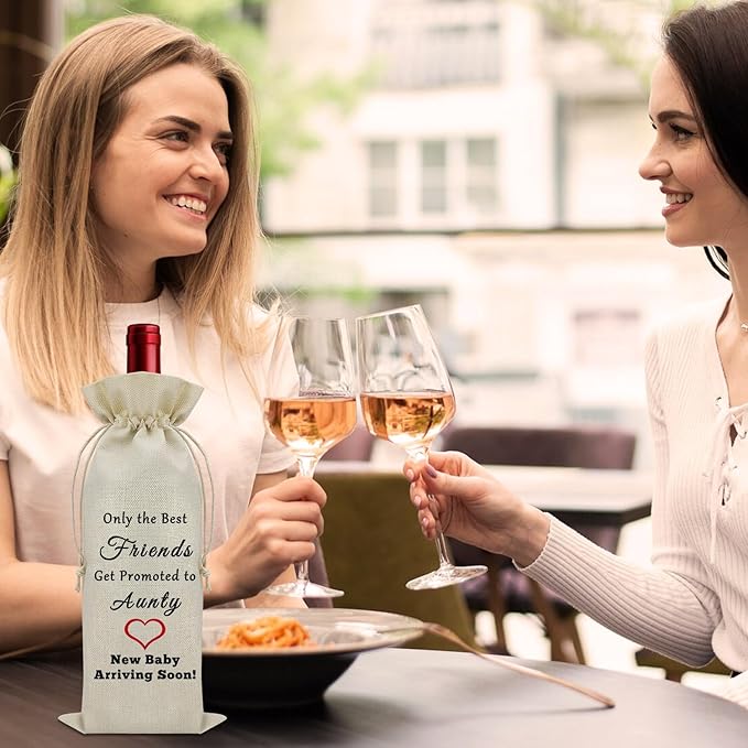 Friends to Aunts Gifts Wine Bag Best Friend Promoted to Aunt Gifts Pregnancy Reveal Gifts for Friends Wine Bottle Decoration Bag Thank You Gifts for Aunty Wine Accessories Gifts for Wine Lovers