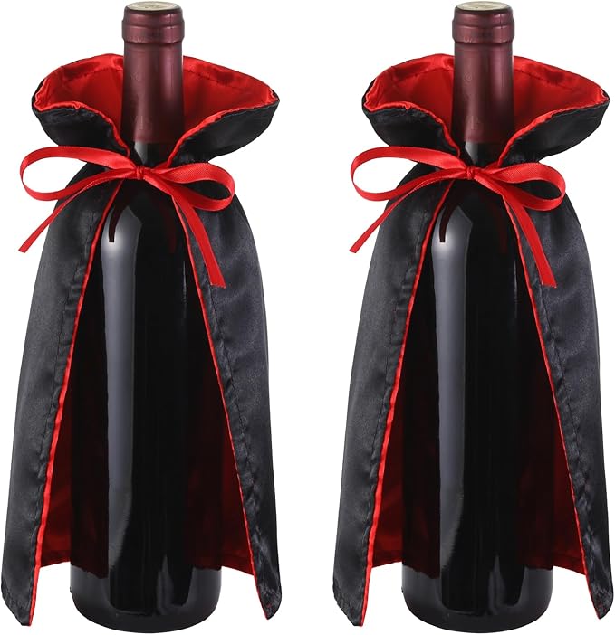 SIRIPHUM Halloween Wine Bottle Cover Decoration,Dracula Halloween Wine Cover,Vampire Halloween Wine Holder,Party Decor Or Fall Hostess Gift (2)