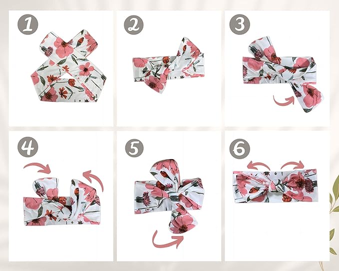 Newborn Baby Girl Receiving Blanket Swaddle Blanket Stretchy Knit Swaddle Set with Matching Headband Beanie with a Name Card (Pink and Orange Floral)