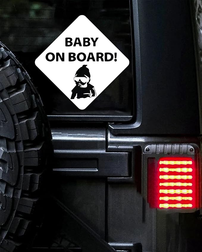 Baby On Board Sticker Viynl Decal Sticker for Windows, Car Sticker | Cars Trucks Vans, Bumper Sticker, Size: 5inch (White)