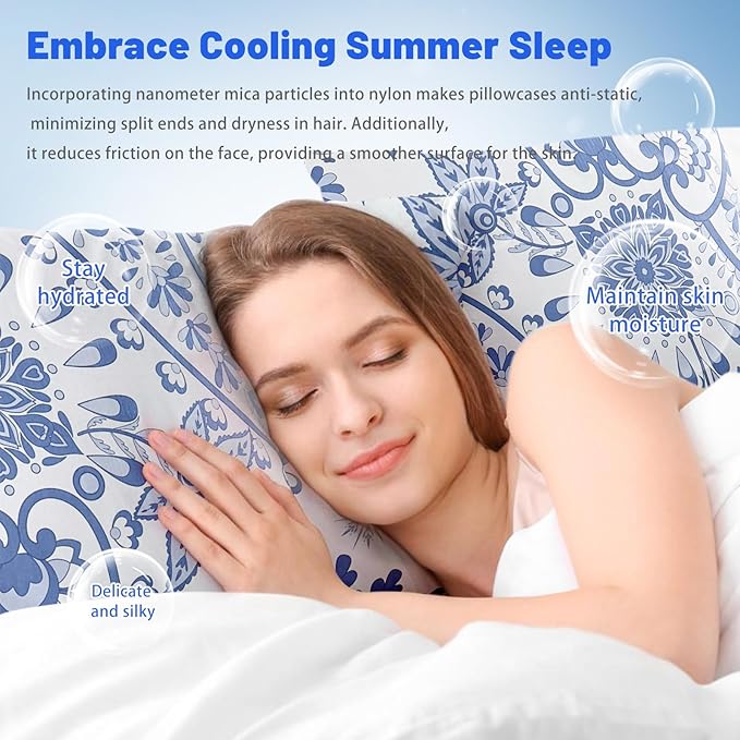 Cooling Pillow Cases for Hot Sleepers - Double Side Arc-Chill Q-Max>0.5 Cooling Fiber Cool Pillow Cases 2 Pack - Breathable Soft Cold Pillow Cases with Hidden Zipper (20" x 36")