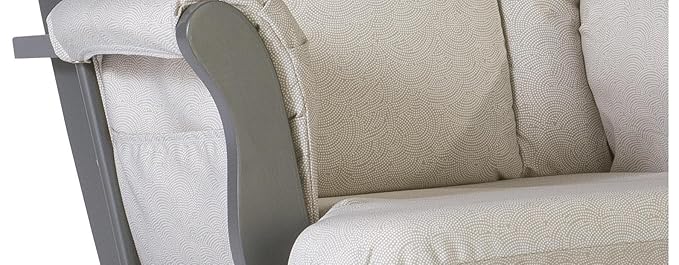 Storkcraft Tuscany Custom Glider and Ottoman with Free Lumbar Pillow (White/Slate Gray Swirl) - Cleanable Upholstered Comfort Rocking Nursery Chair with Ottoman