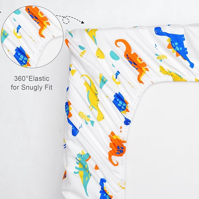3 Pack Fitted Crib Sheets, Ultra Soft Breathable Comfortable Baby Sheet Set for Boys Girls Neutral, 28x52 Inch Fits Standard Crib and Toddler Mattresses, Dinosaur