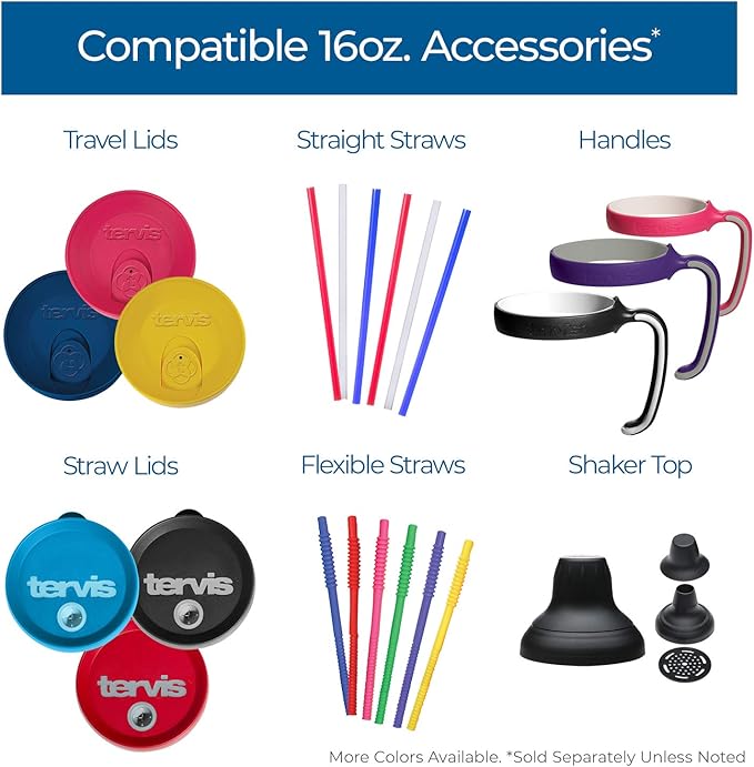 Tervis Travel Lid Made in USA Double Walled Insulated Tumbler Travel Cup Keeps Drinks Cold & Hot, Fits 16oz Tumblers, Blue