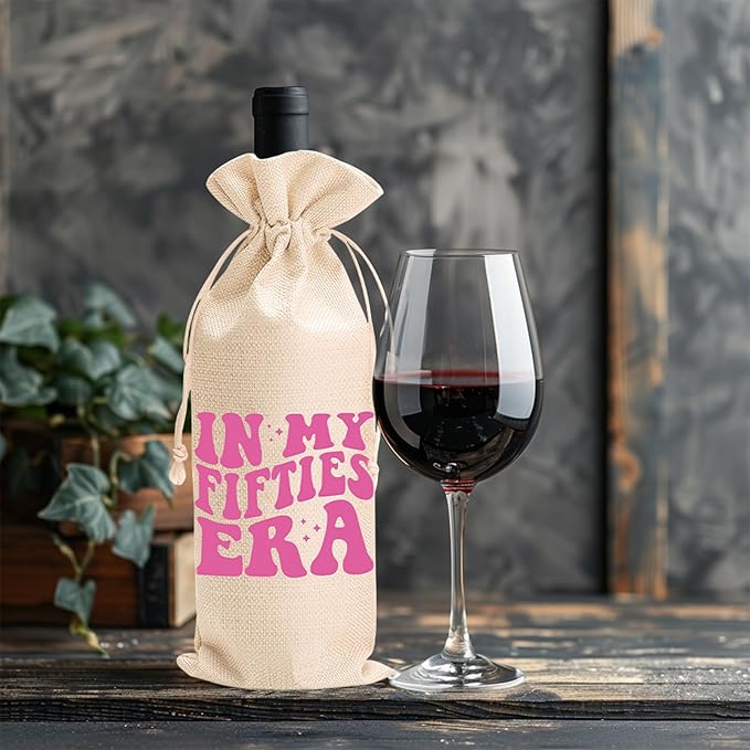 comfit 50th Birthday Wine Bag Gifts for Her,50th Wine Bag With Drawstring,50th Birthday Wine Bag,50th Birthday,Birthday Decorations,Wine Gift Bags