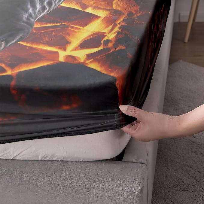 AILONEN Black Panther Fitted Sheet Set Queen Size,Safari Cheetah Leopard Print Bed Sheet Set,Magic Moon Animal Theme Leopard Fitted Sheet with 2 Pillowcases,3 Pieces Boys Queen Bed Sheet Set