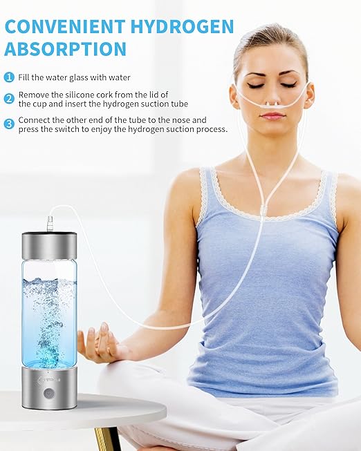 Hydrogen Water Bottle 2024, Hydrogen Water Bottle Generator Improve Water in 3 Minutes Mothers Day Gifts for Mom, Hydrogen Water Ionizer Machine with SPE PEM for Home, Office, Travel, Drinking(Silver)
