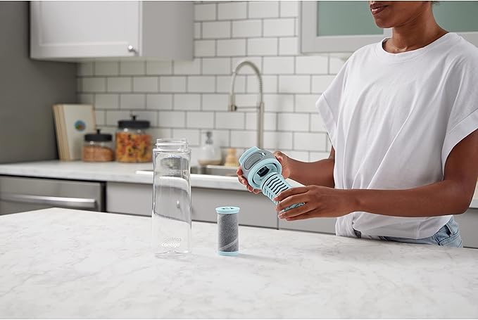 Contigo Clybourn Plastic FreeFlow Filter Water Bottle with AUTOSEAL spill-proof Lid 24oz., Salt