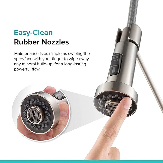 Kraus KPF-1610SS Bolden 18-Inch Commercial Kitchen Faucet with Dual Function Pull-Down Sprayhead in All-Brite Finish, Stainless Steel