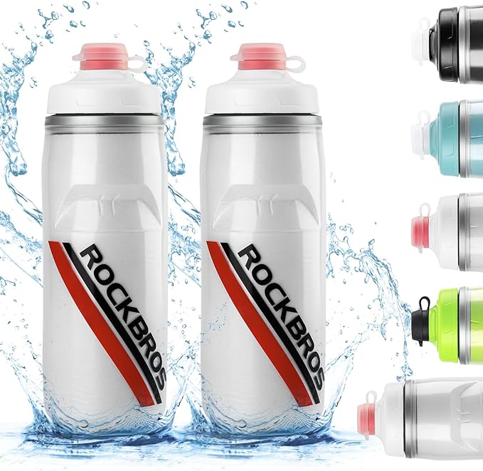 ROCKBROS Bike Water Bottle 21oz Bicycle Water Bottle for 5hrs Insulation Sports Squeeze Water Bottle with Leakproof Design