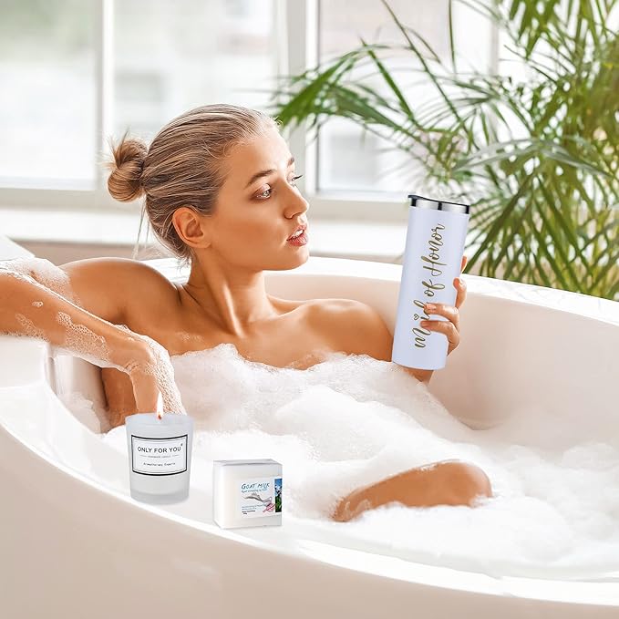 Maid Of Honor Proposal Gifts Set-Will You be My Maid Of Honor Gift Box, Wedding Engagement Gifts,Bachelorette Party Bridal Showers gifts,Maid Of Honor Jewelry sets, Spa Gifts (White)