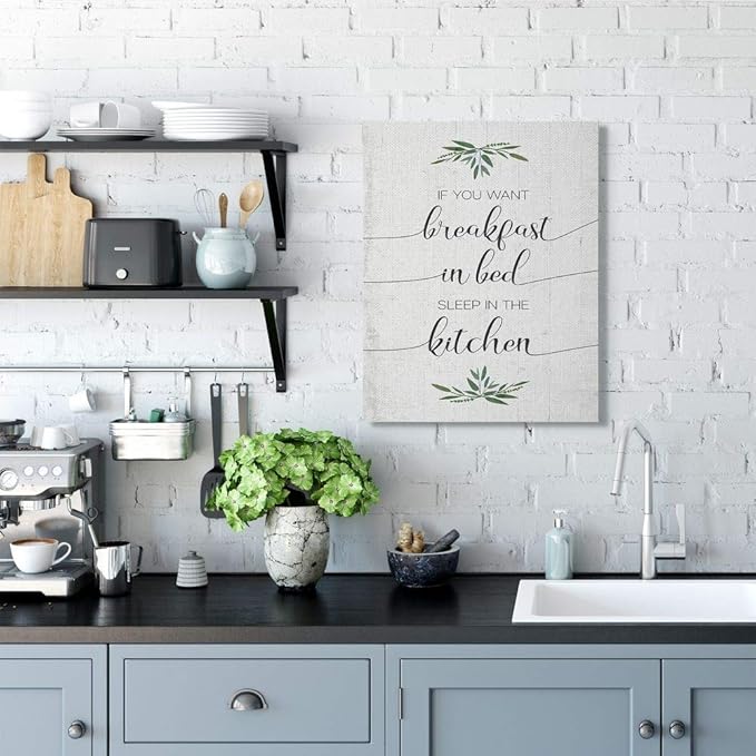 Stupell Industries for Breakfast in Bed Sleep in Kitchen Sassy Phrase Wall Art, 24 x 30, Off-White