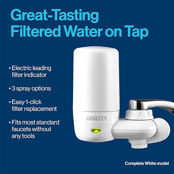 Brita Faucet Mount System Replacement Filter, Reduces 99% of Lead, Made Without BPA, Chrome, 3 Count