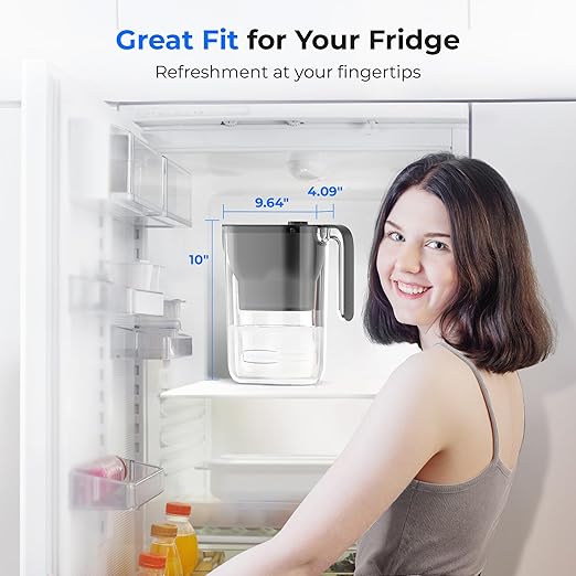 Waterdrop 200-Gallon Long-Life Water Filter Pitcher, NSF Certified Water Purifier, Replaces 6,400 Plastic Water Bottles a Year, Reduces Chlorine, PFOA/PFOS, 7-Cup, Black