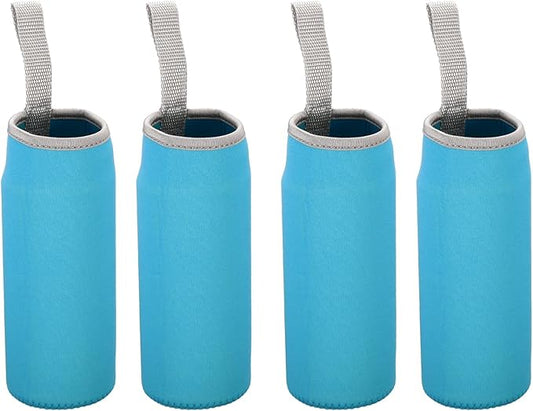 PATIKIL 65mmx180mm Water Bottle Sleeve, 4 Pack Neoprene Insulated Bottle Bag Holder Carrier Pouch with Finger Strap, Blue