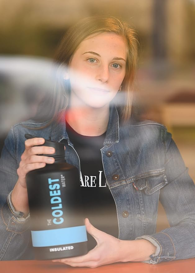 Coldest Sports Water Bottle with Straw Lid Vacuum Insulated Stainless Steel Metal Thermos Bottles Reusable Leak Proof Flask for Sports Gym (Matte Black, 64 oz)