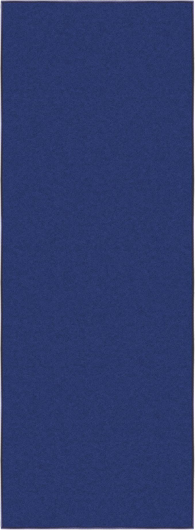 Machine Washable Modern Solid Design Non-Slip Rubberback 2x6 Traditional Runner Rug for Hallway, Kitchen, Bedroom, Living Room, 2'2" x 6', Navy