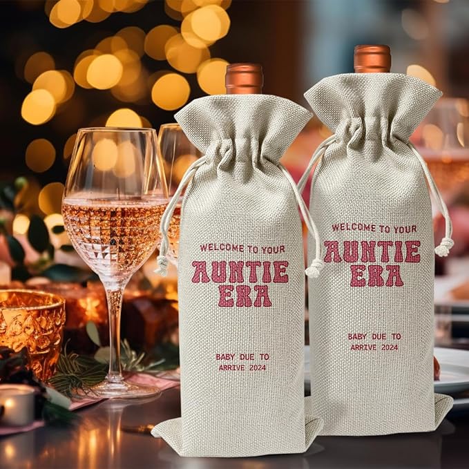 Promoted to New Auntie Gift Wine Bag 2024, Baby Announcement Gift for New Aunt 2024, Religious Pregnancy Announcement, Baby Shower or Party Favor, Auntie to be Gift