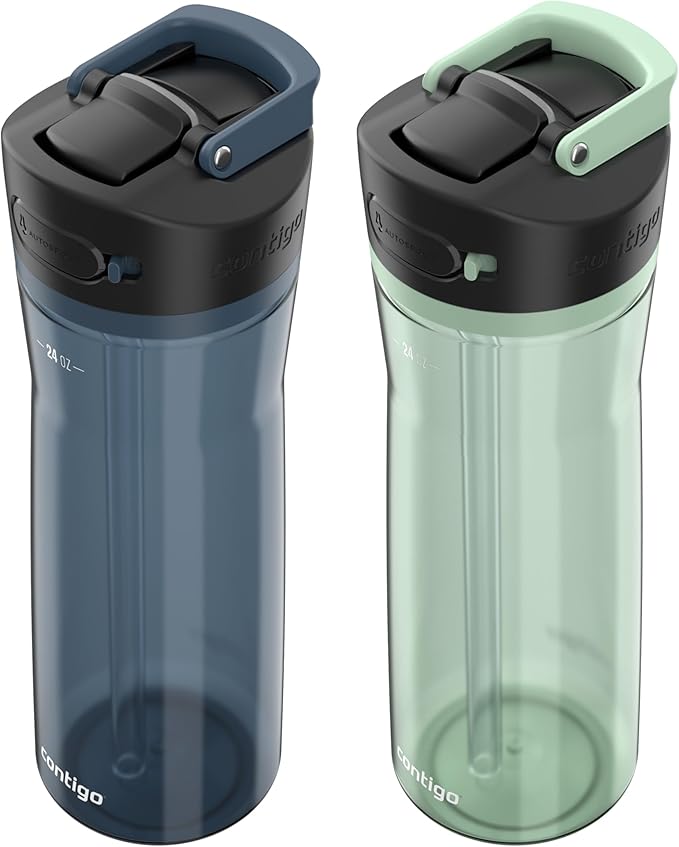 Contigo Ashland 2.0 AUTOSPOUT Water Bottle, 24 oz, 2-Pack, Blueberry; Agave