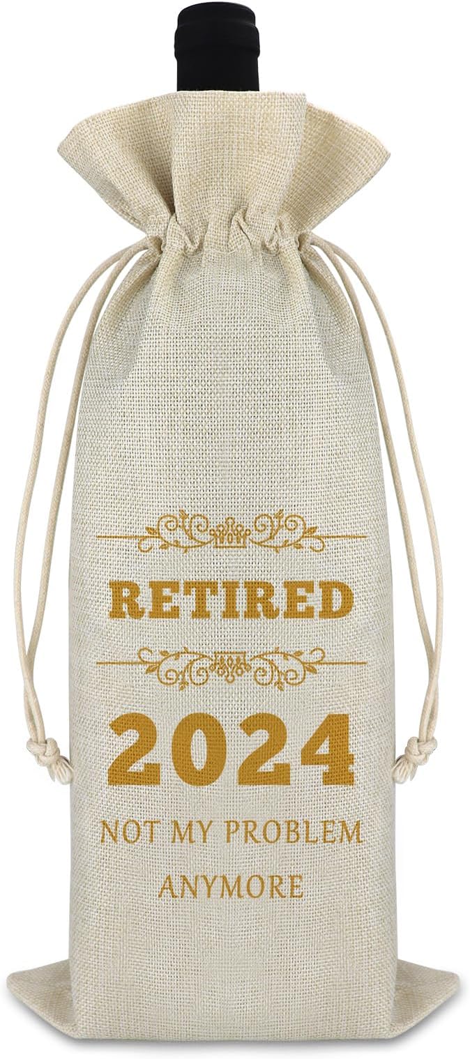 Retirement Gifts for Women Men 2024 Retirement Wine Bag for Coworker Colleague Leaving Farewell Gift for Employee Appreciation Gifts for Retired Teacher Coach Going Away Gifts for Leader Wine Gift Bag