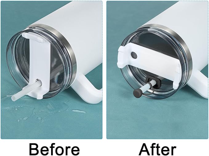 PATIKIL Silicone Spill Stopper for Straw Cup 1.0 40oz/ 30oz, Set of 6 Tumbler Accessories Including 2 Straw Cover Cap, 2 Square Spill Stopper and 2 Round Leak Stopper, Black