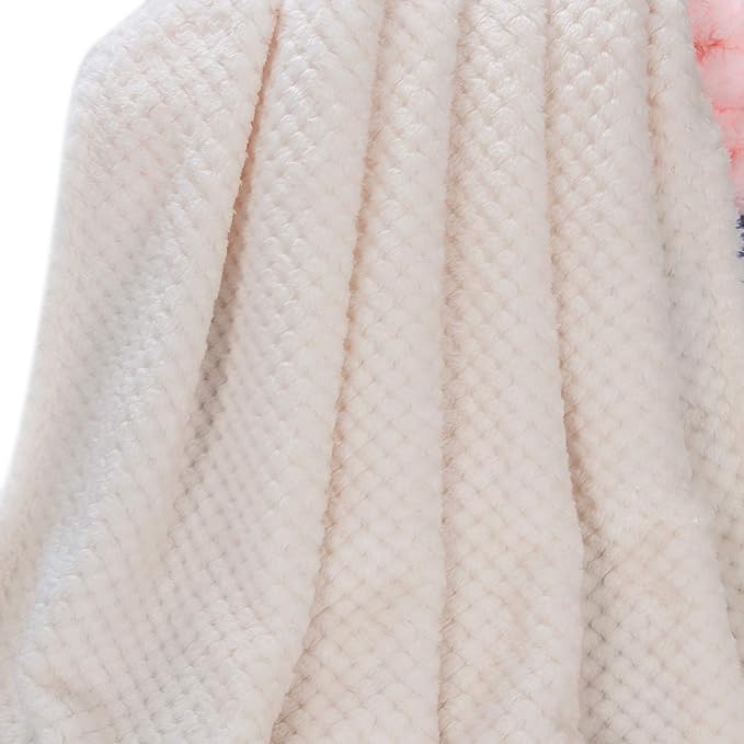 Fuzzy Throw Blanket, Plush Fleece Blankets for Adults, Toddler, Boys and Girls, Warm Soft Blankets and Throws for Bed, Couch, Sofa, Travel and Outdoor, Camping (40Wx60L, M-Cream)