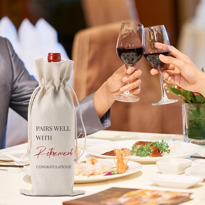 YUANHAO 1Pcs Retirement Gifts for Woman Men Wine Bag Retirement Wine Gift Bag Happy Retirement Party Decorations Retired Gifts Leaving Gifts for Coworkers Boss Pairs Well With Retirement Wine Bag