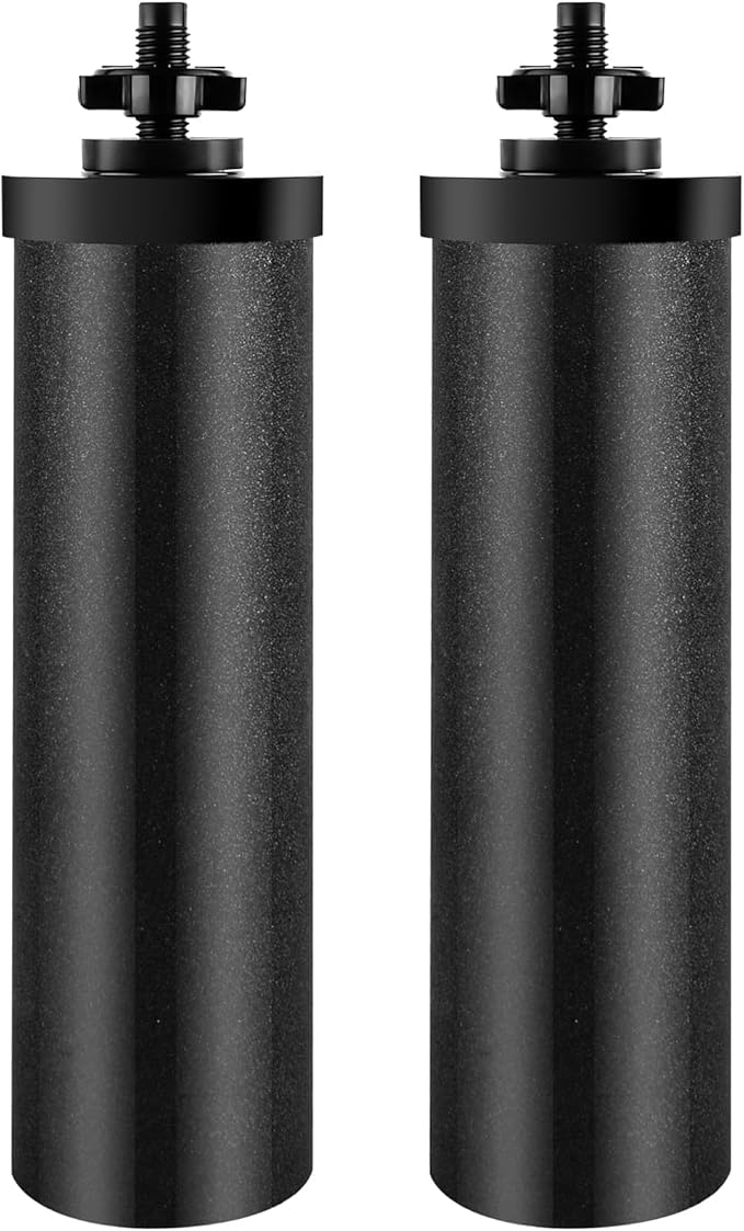 Water Filter Element Replacement for Berkey, Black Activated Carbon Filter Elements Reduce Greater Contaminant, Compatible with Berkey Travel, Royal, Crown Series Gravity-Fed Water Filters, Set of 2