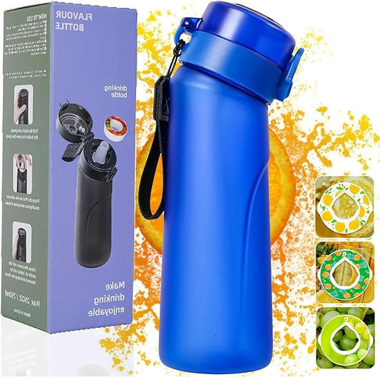 Air Water Bottle,750ML Scent Water Cup with 3 Flavour Pods,Leak Proof Sports Water Cup with Straw Suitable for Outdoor Sports,Gifts From Friends, Birthday Gifts (New Blue + 3pods)