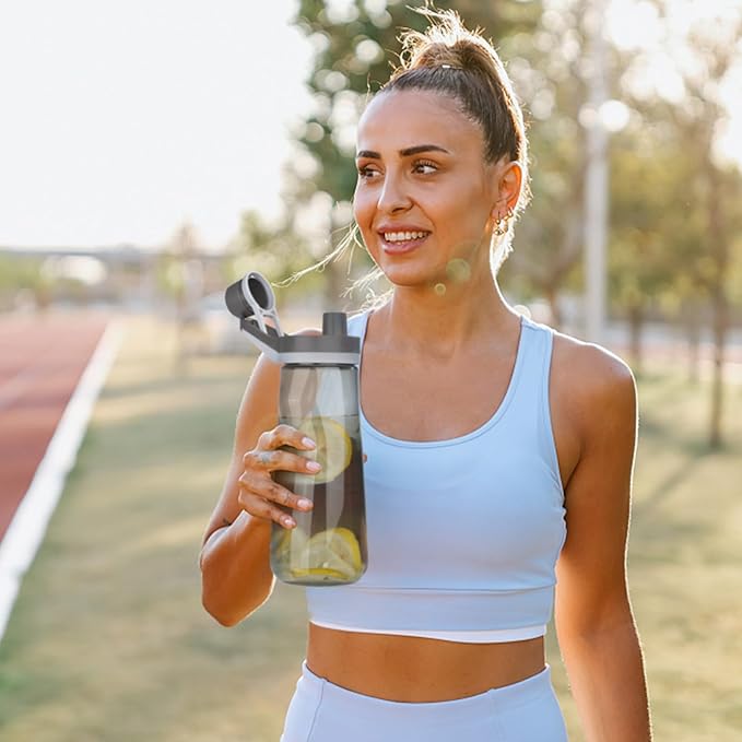 Kerilyn 32oz Water Bottle, Wide Mouth Plastic Water Bottles Chug Lid Sports Water Bottle, Reusable Water Bottle With Handle, Leak-Proof Clear Water Bottle for Travel, Fitness, Men, Women, Black