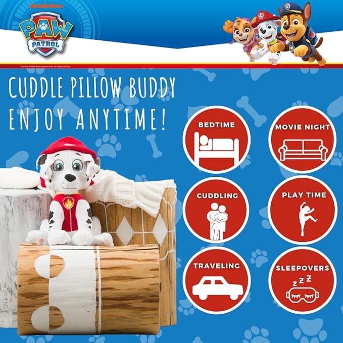 Paw Patrol Marshall Kids Bedding Super Soft Plush Cuddle Pillow Buddy, One Size, (Official) Nickelodeon Product By Franco
