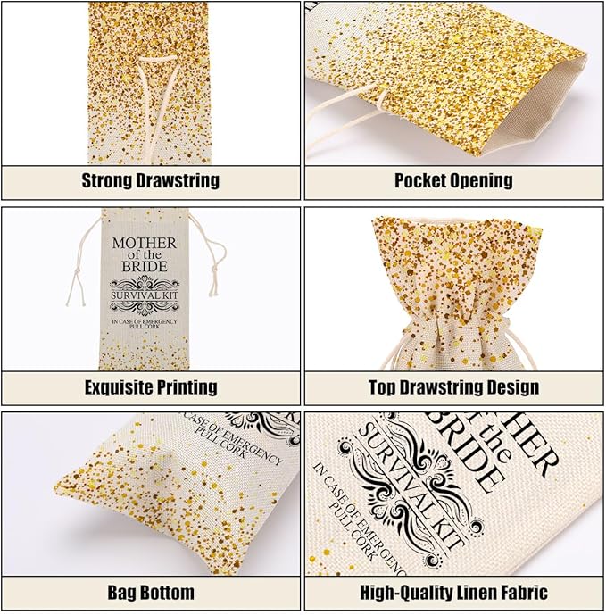 Mother of the Bride Wedding Wine Bag Bridal Shower Gifts Bachelorette Gifts for Bride Fiance Gifts for Women Her Friend Lady Bachelorette Party Wine Bags